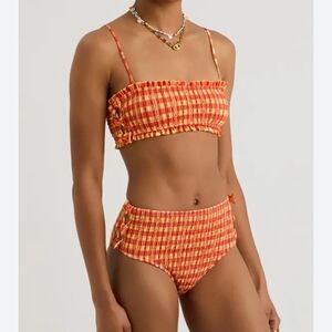 Damson Madder Orange Plaid Bikini Set